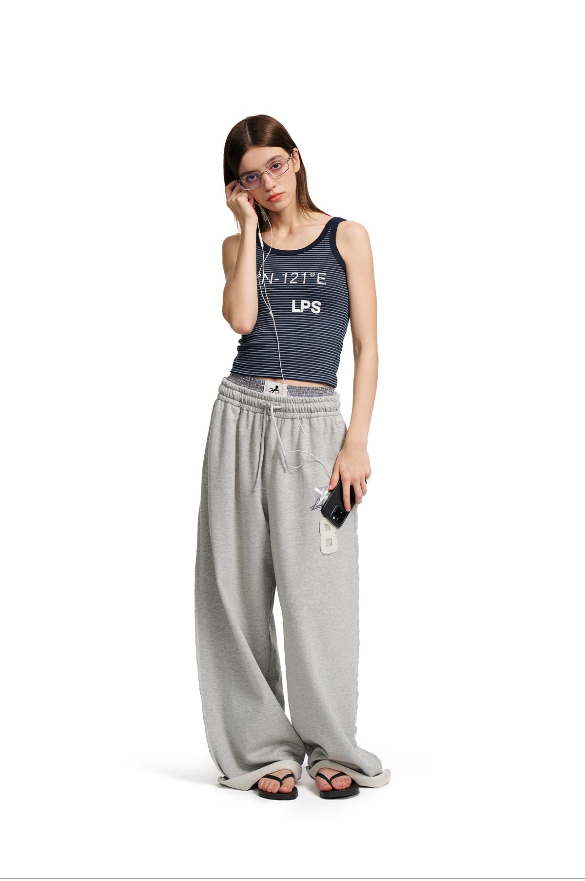 Loopsoon Letter Print Minimalist Striped Vest