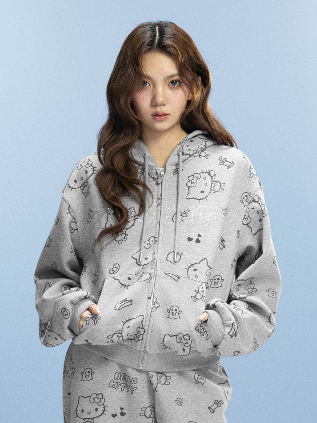 WHOOSIS Hot Diamond Full Print Casual Zipper Jacket