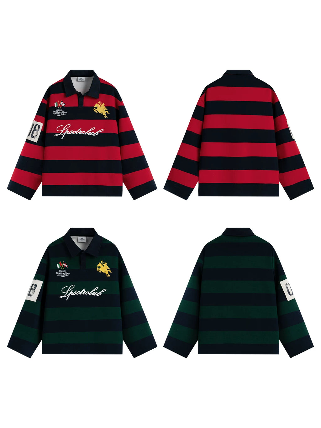 Loopsoon Vintage Striped POLO Neck Sweater Couple