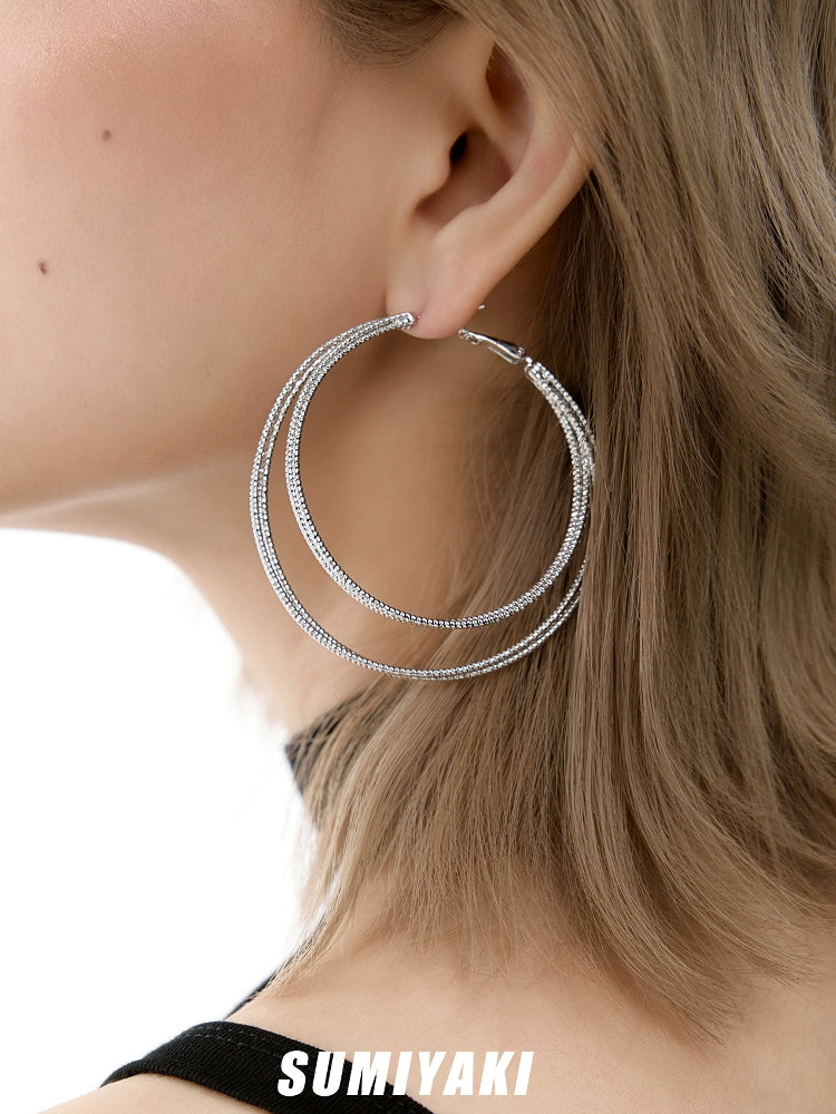 SUMIYAKI Multi-layer Premium Plain Ring Large Earrings