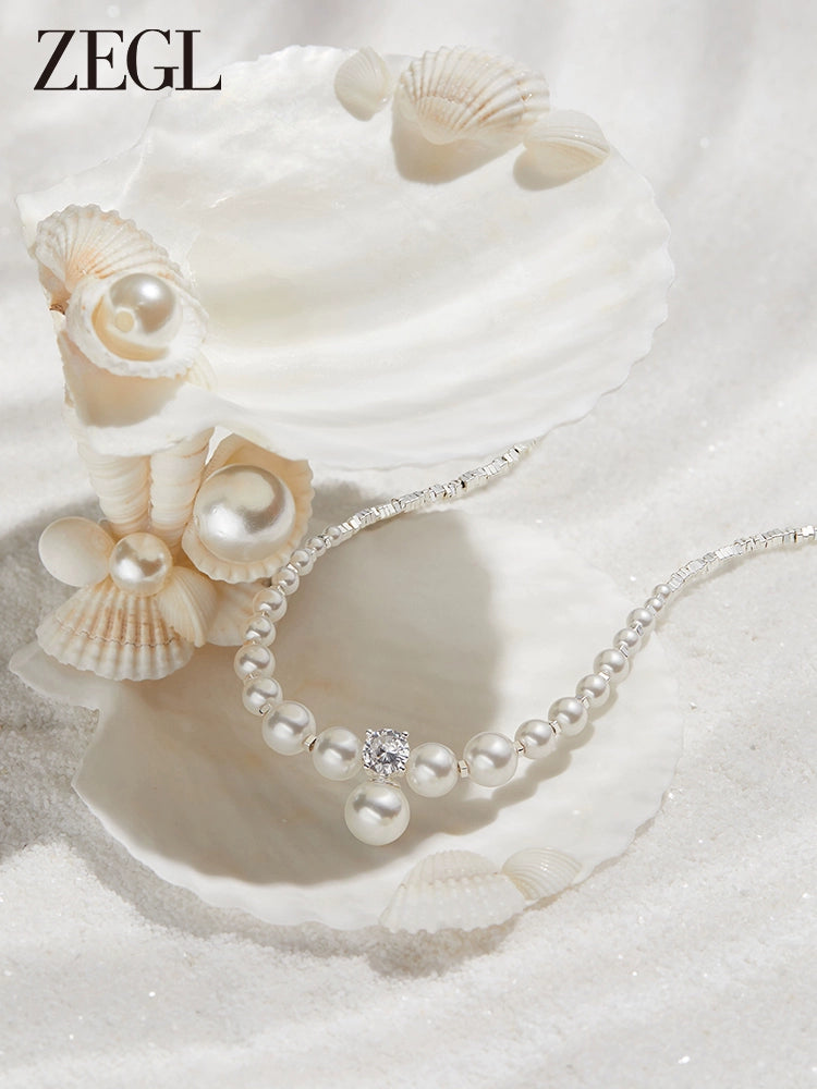 ZEGL Artificial Large Pearl Necklace