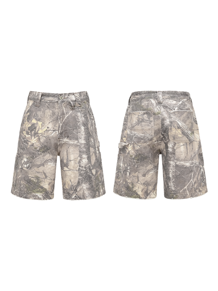 KONOOT Dead Branch Camouflage Washed Old Gradual Change Shorts