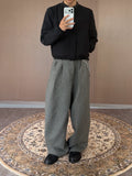 CENSMADE Three-dimensional Cut Wide-leg Plaid Trousers