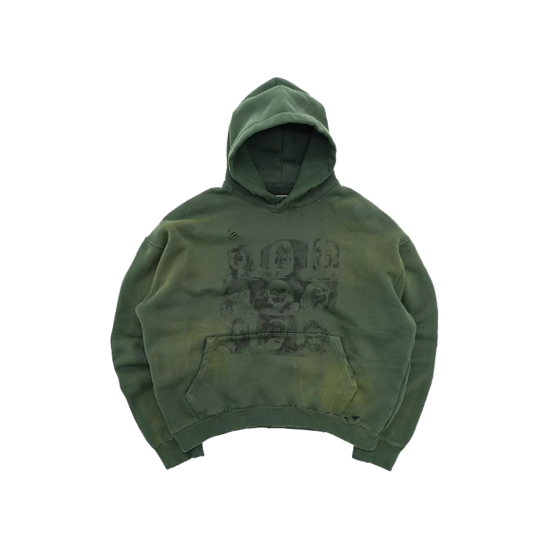 KONOOT Do Old Portrait Print Hooded Sweater