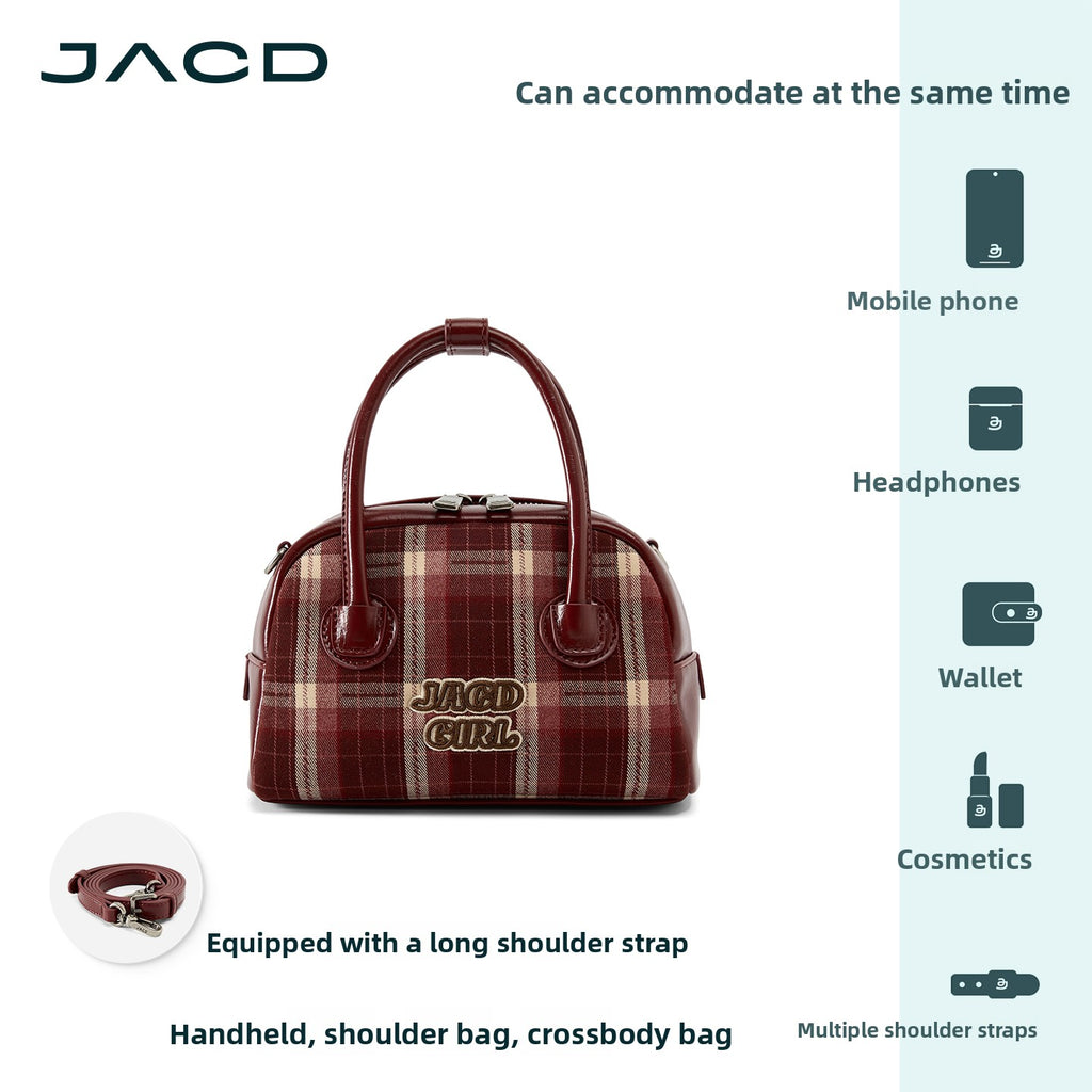 JACD College Plaid Boston Crossbody Bag Pillow Bag
