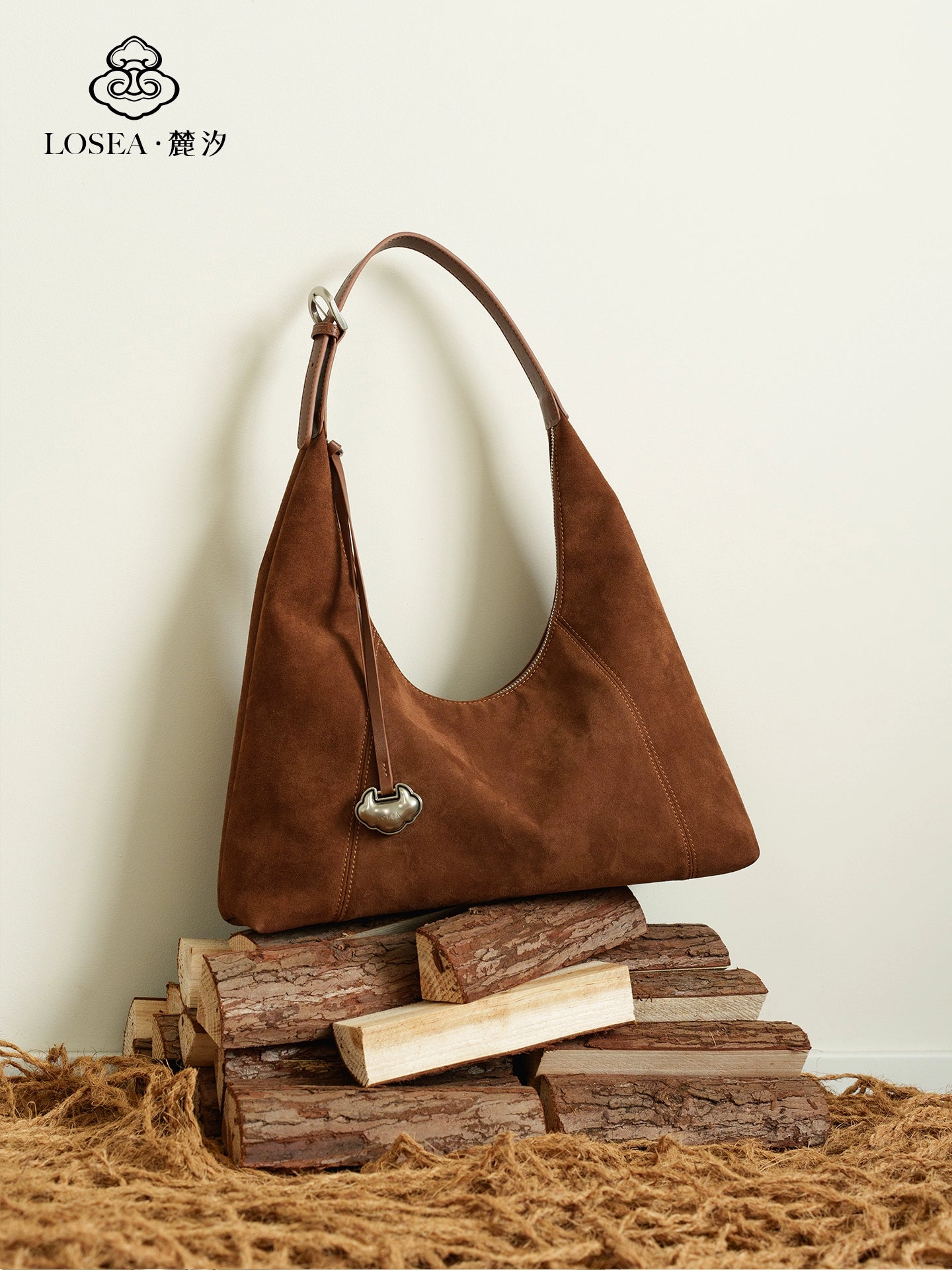 LOSEA Casual Cowhide Velvet Ruyi Armpit Bag