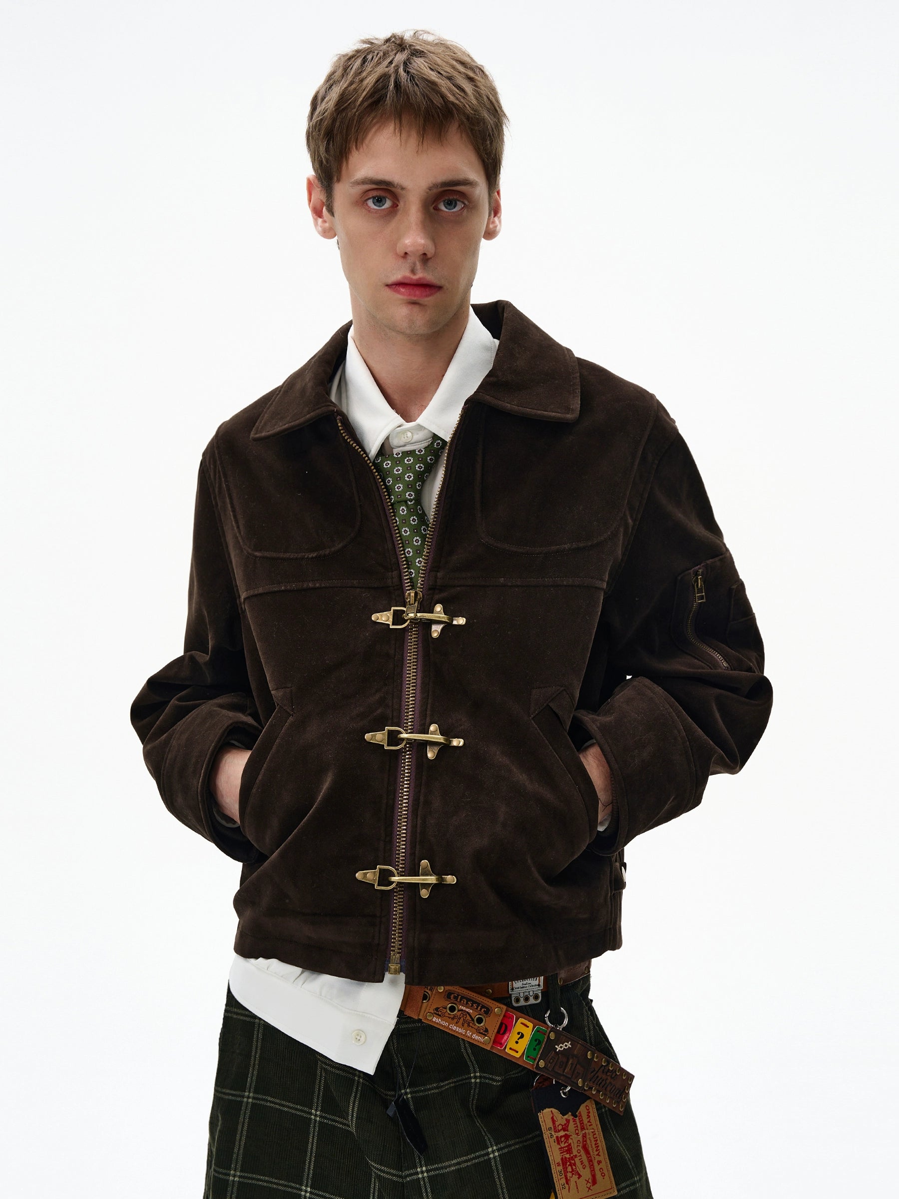 MADWITCH Deconstructed Splicing Aircraft Buckle Short Jacket