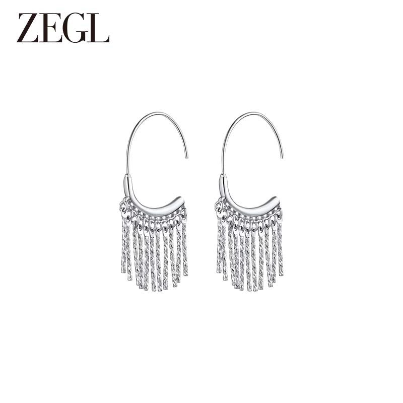 ZEGL Metal Waterfall Fringed Earrings