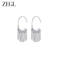 ZEGL Metal Waterfall Fringed Earrings