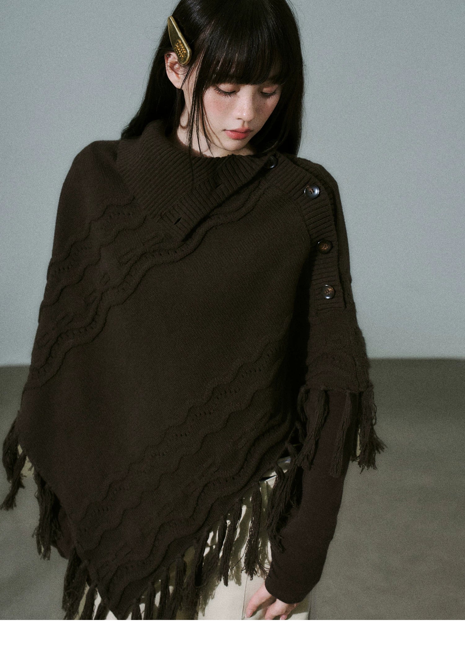 LOST FOREST Handmade Versatile Fringed Shawl Cape