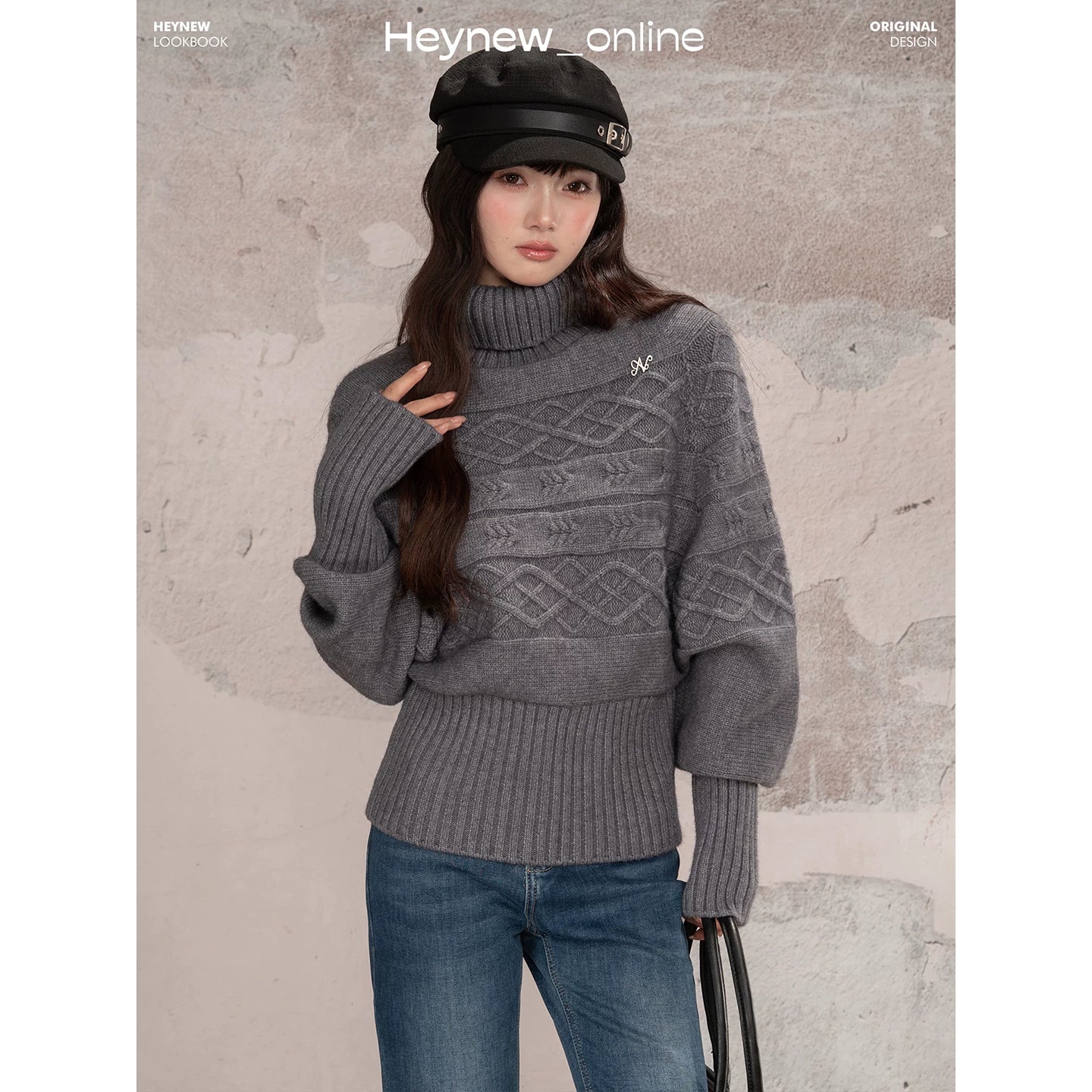 LOVEHEYNEW Turtleneck Lazy Temperament Waist and Thin Sweater