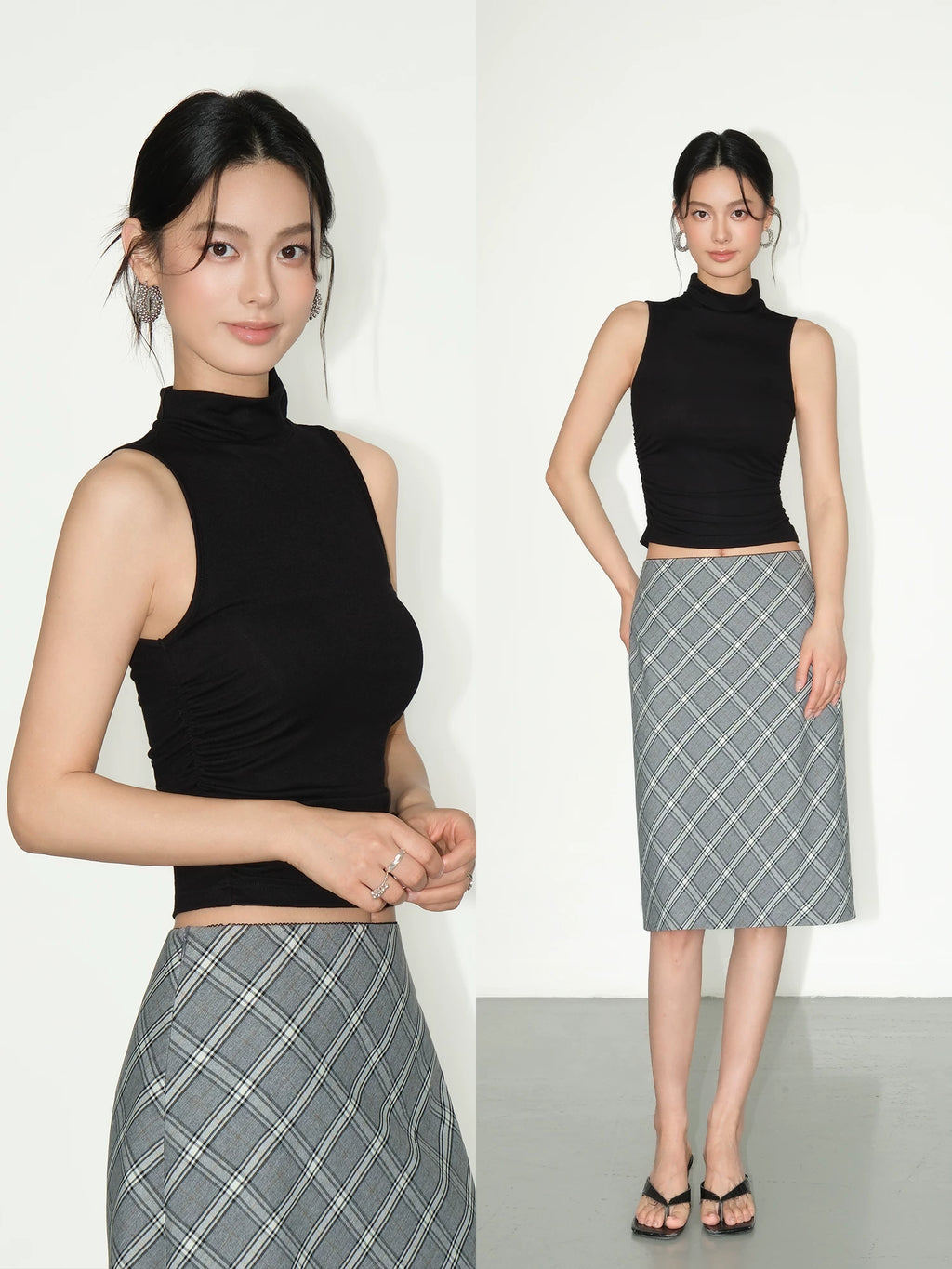 NEVA HU Temperament Turtleneck Sleeveless Vest