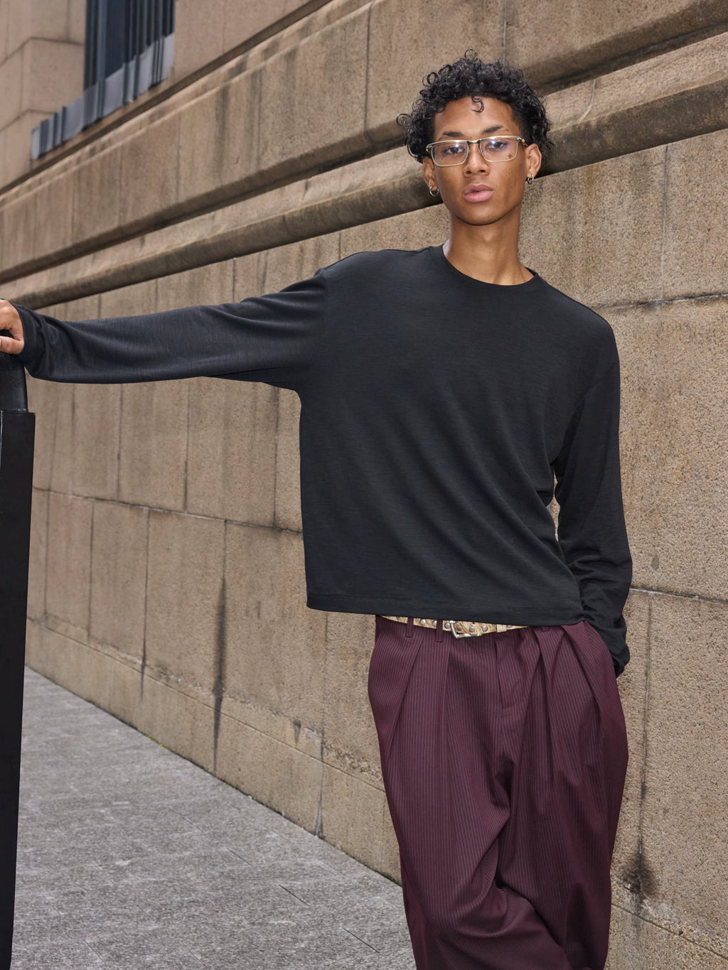 VLABMADE Vintage Embroidery Single Stitch Crew Neck Long Sleeve