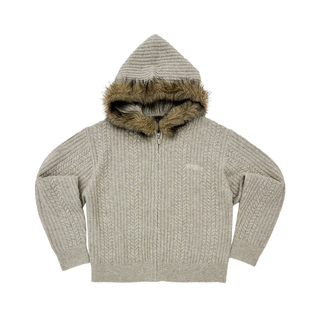 WHOOSIS Vintage Twisted Hooded Cardigan Sweater