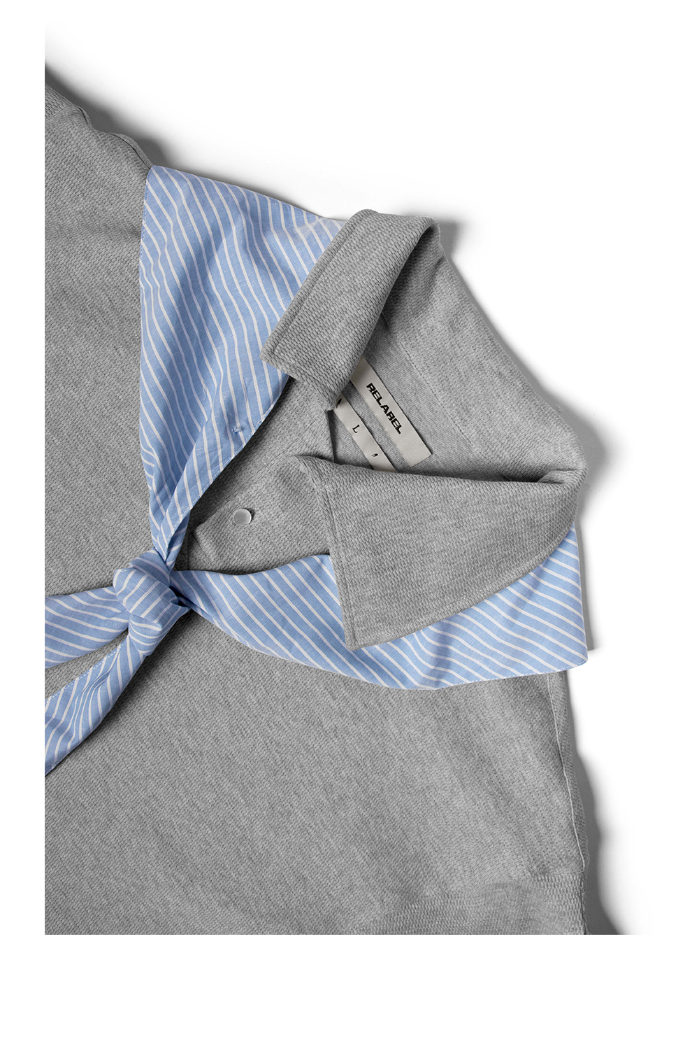 RELABEL Asymmetrical Diagonal Neck Knitted Scarf POLO Shirt