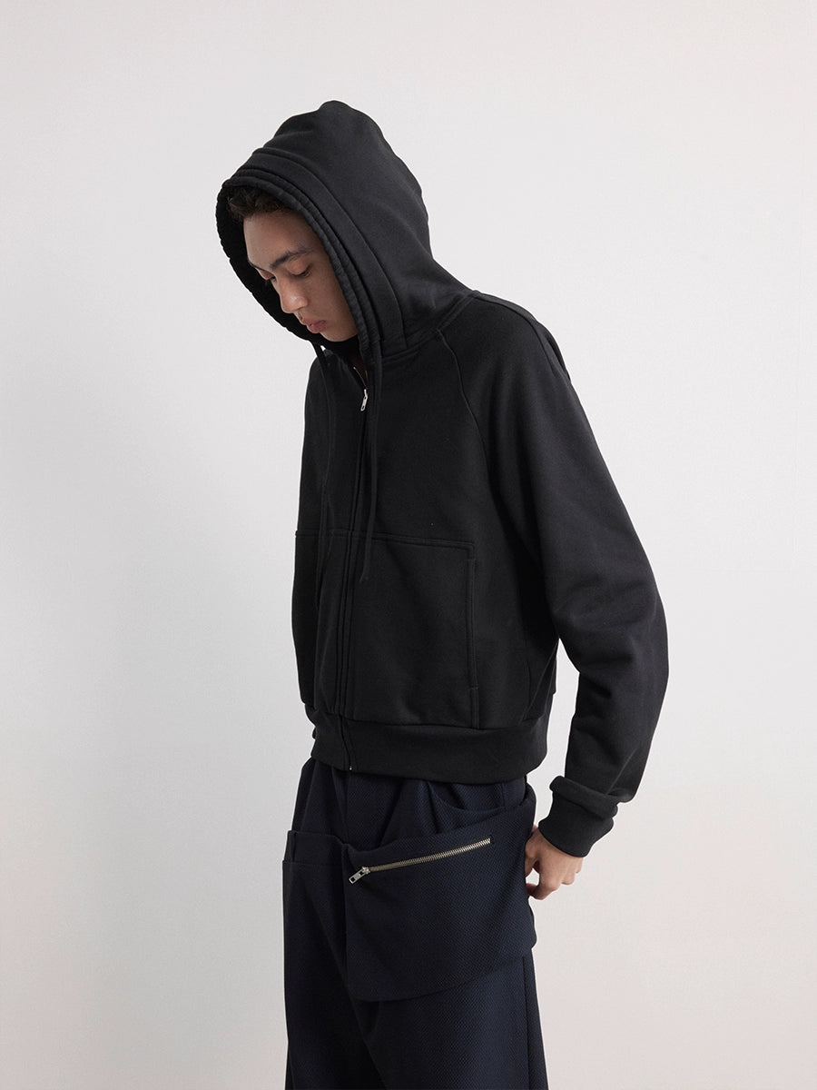 JCAESAR Bud Drawstring Hooded Shoulder Sweater