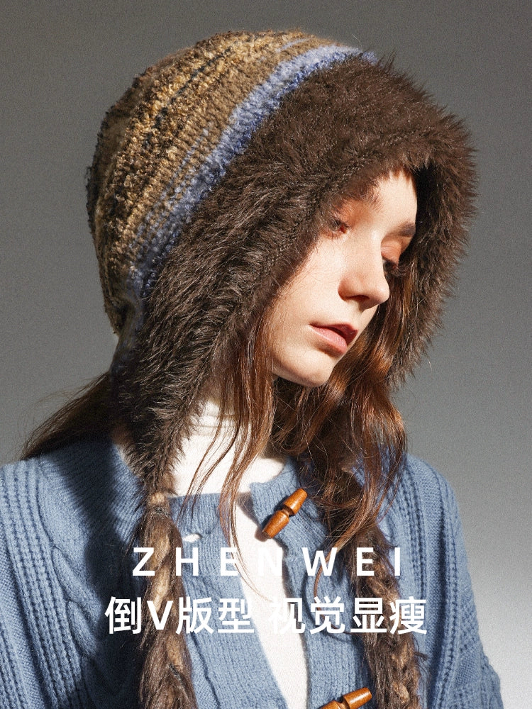 ZHENWEI Knitted Plush Plush Thick Ear Protection Wool Cap