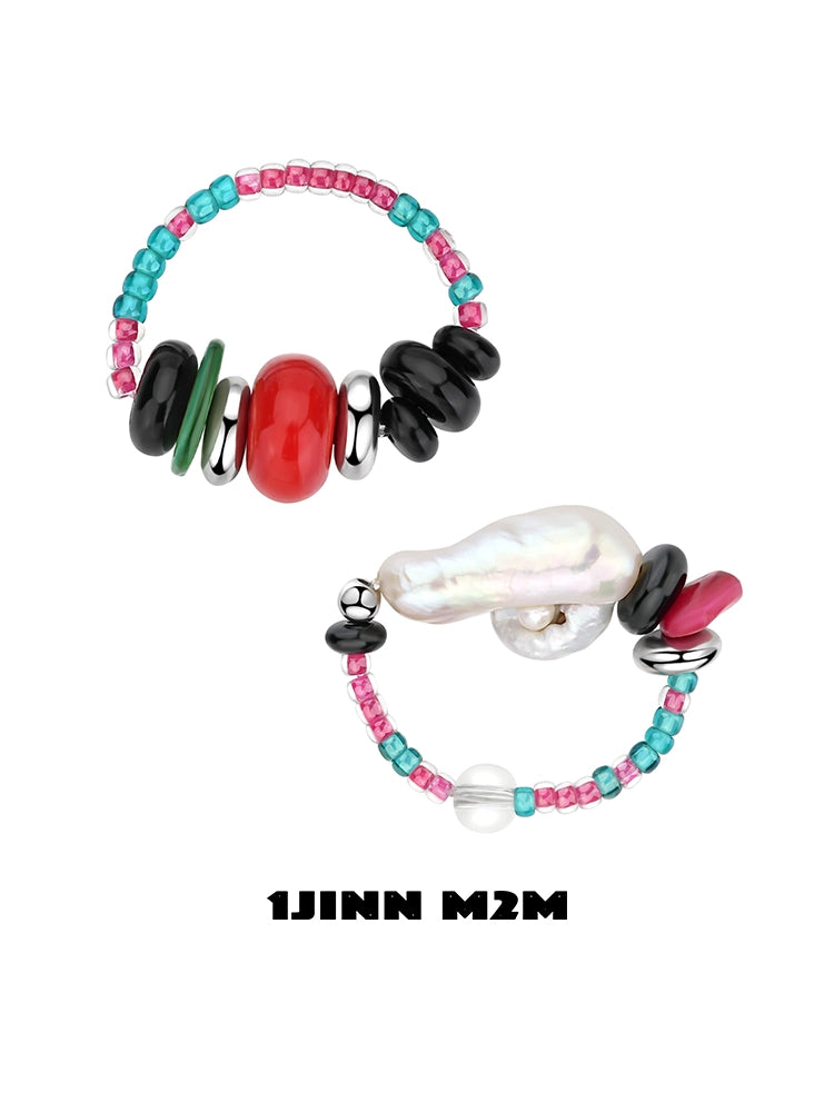 1JINN Natural Colored Stone Pearl Ring