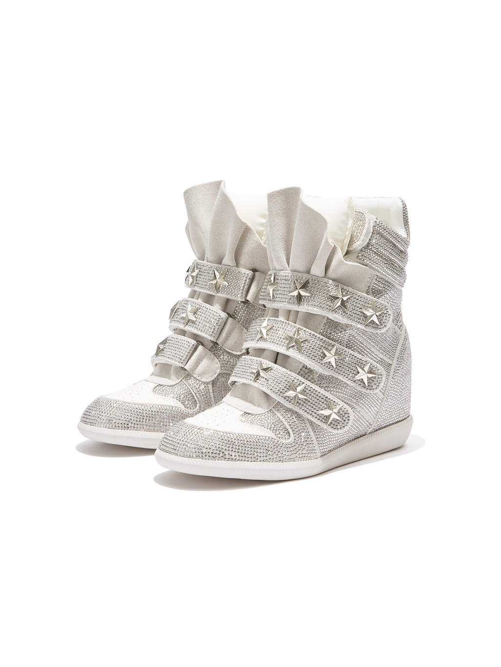 DETW Flash Diamond High-top Thick-soled Heightening Sports and Leisure Shoes
