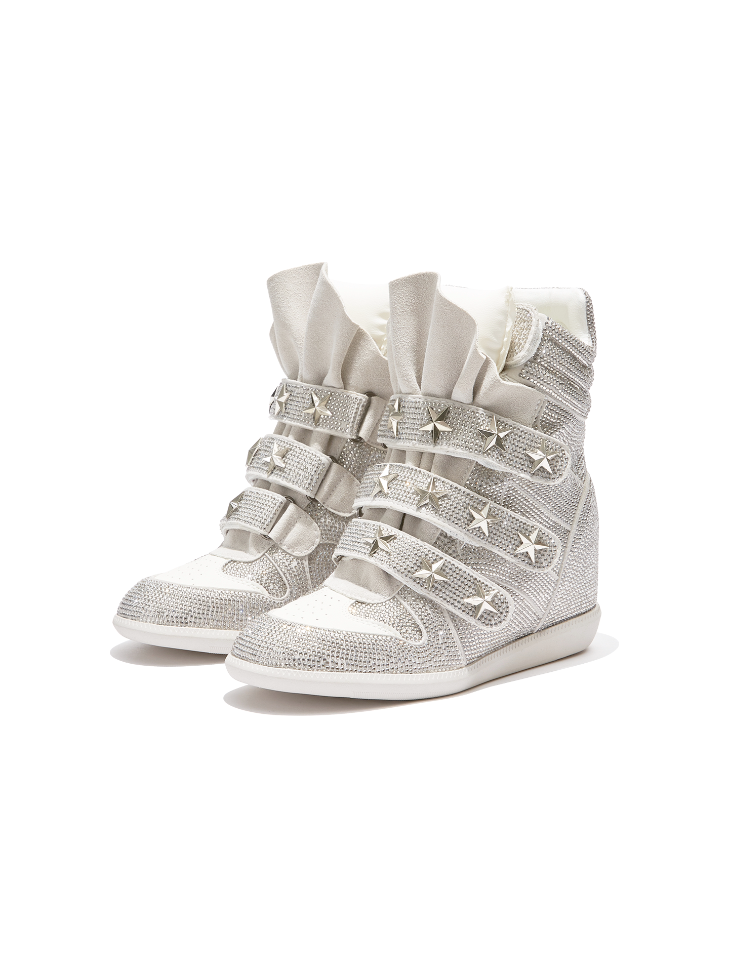 DETW Flash Diamond High-top Thick-soled Heightening Sports and Leisure Shoes