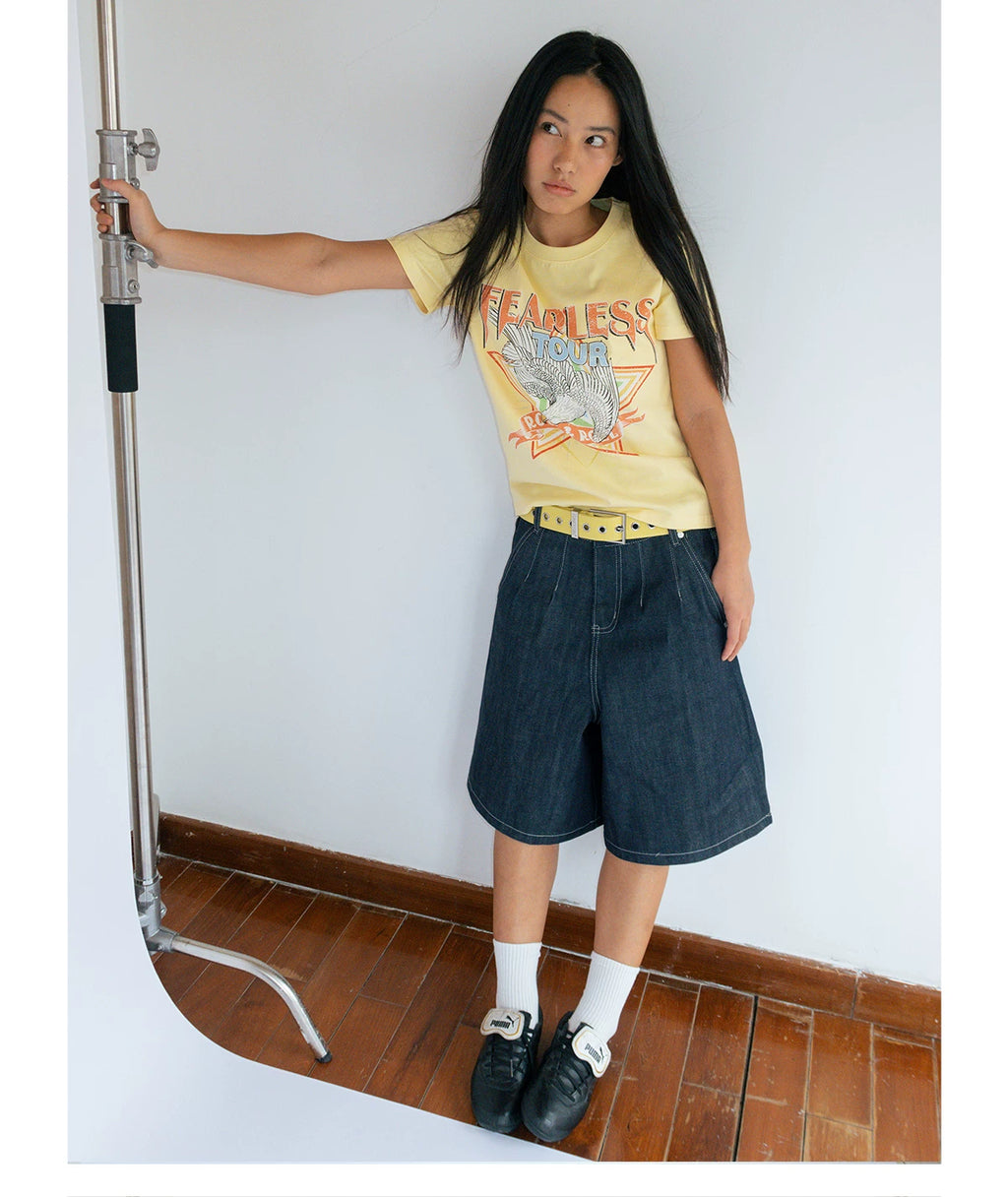 FUNKYFUN Vintage Loose Denim Shorts
