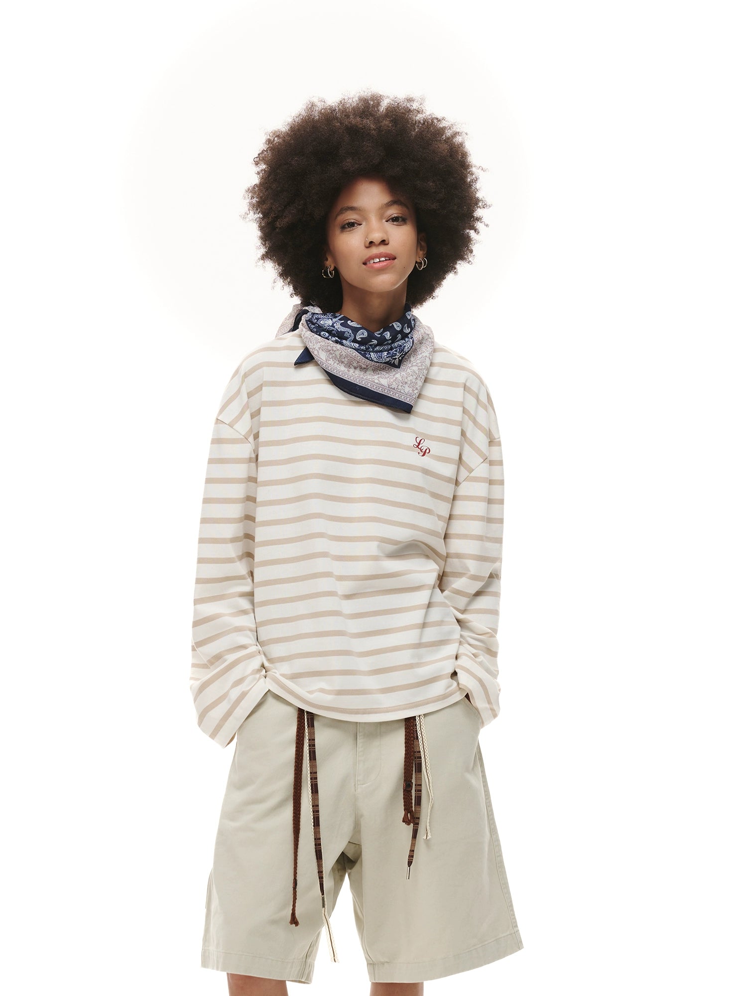 Loopsoon Vintage Stripe Loose Versatile Long Sleeve