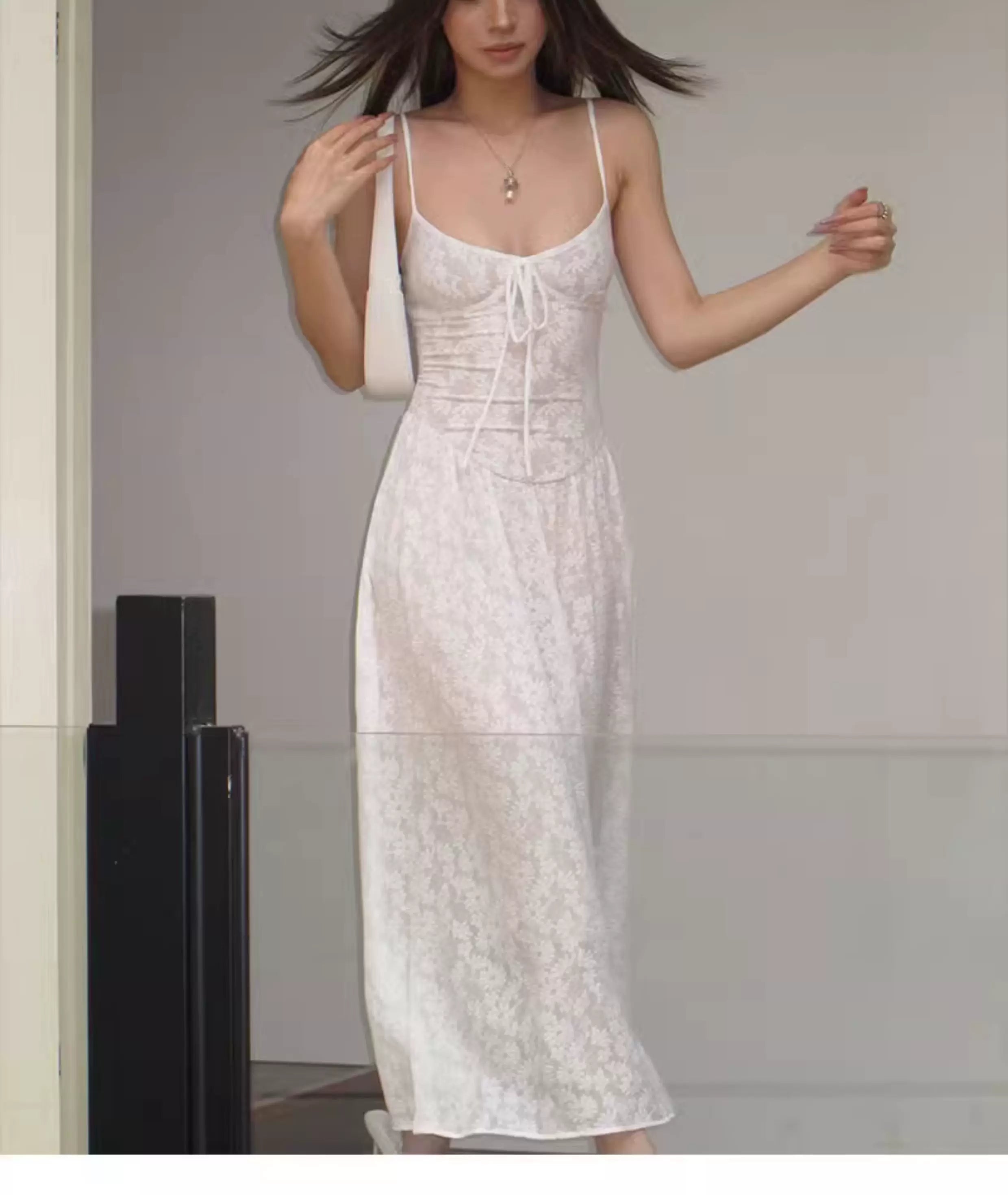 Audwyn Retro Pattern Cardigan Lace Waist Slim Dress Set