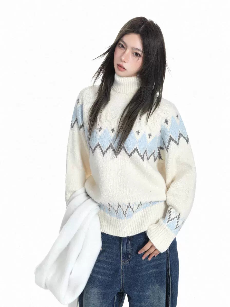 KDASE Turtleneck Lazy Thickened Knitted Sweater