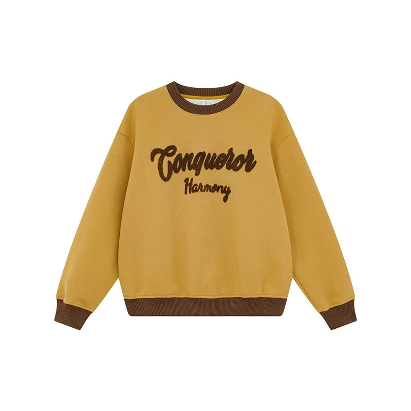 Kano Towel Embroidered Contrasting Letter Fleece Sweater