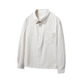 AMBSOM Vintage Striped Casual Front Shoulder Long Sleeve Shirt