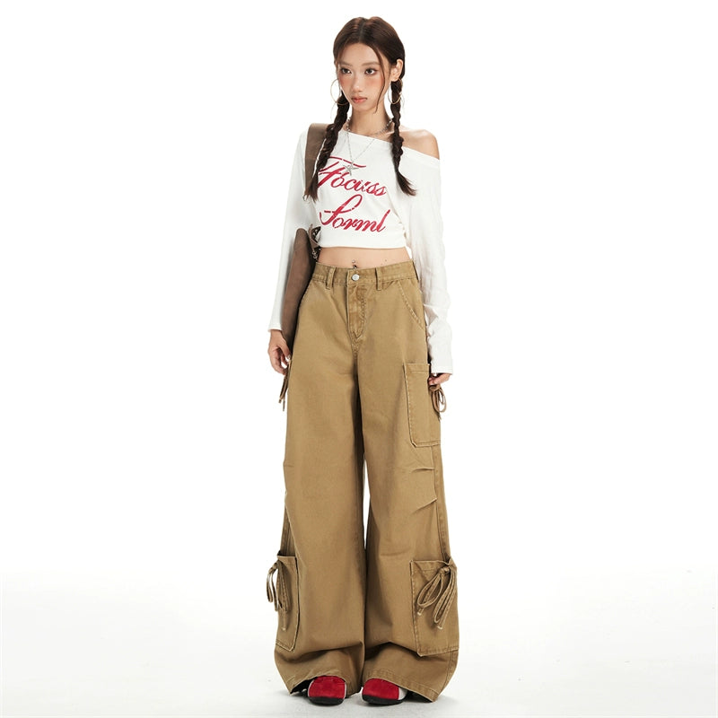 KPSR Three-dimensional Strap-up Pleated Jeans