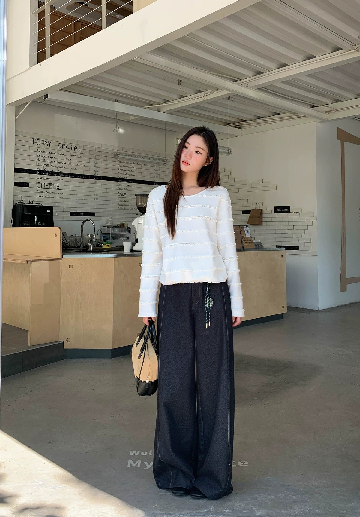 Kano Retro High-waisted Design Wide-leg Pants