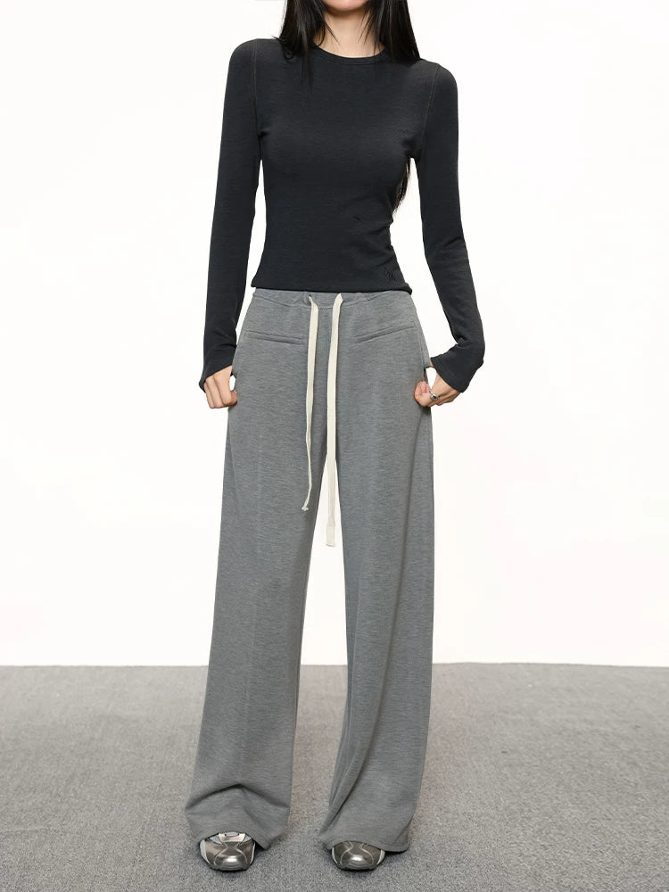 Cherrymelody Vintage High Waist Wide Leg Casual Straight Sweatpants