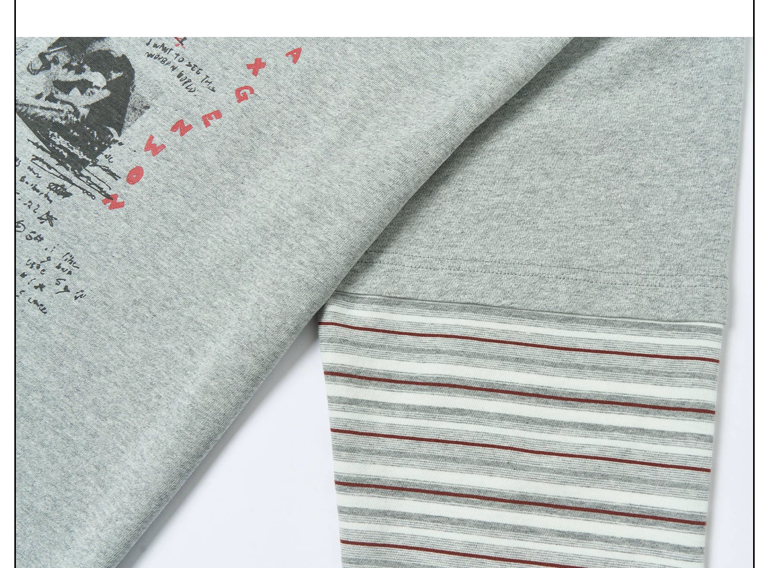 SAXGENWON Graffiti Print Striped Fake Two-piece Long Sleeve