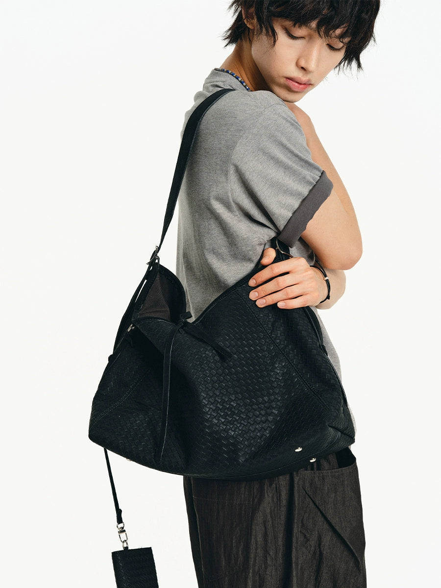 LIMPIDOCULUS Suede Woven Matte Shoulder Diagonal Span Bag