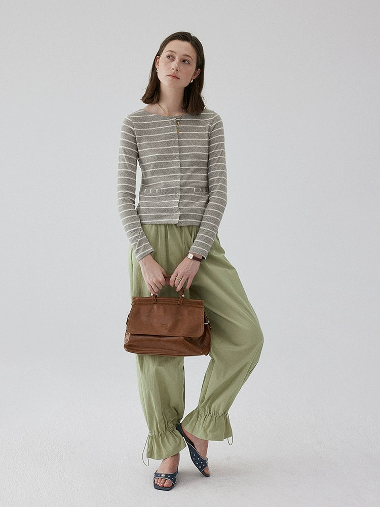 VOOE Contrasting Striped Casual Cardigan