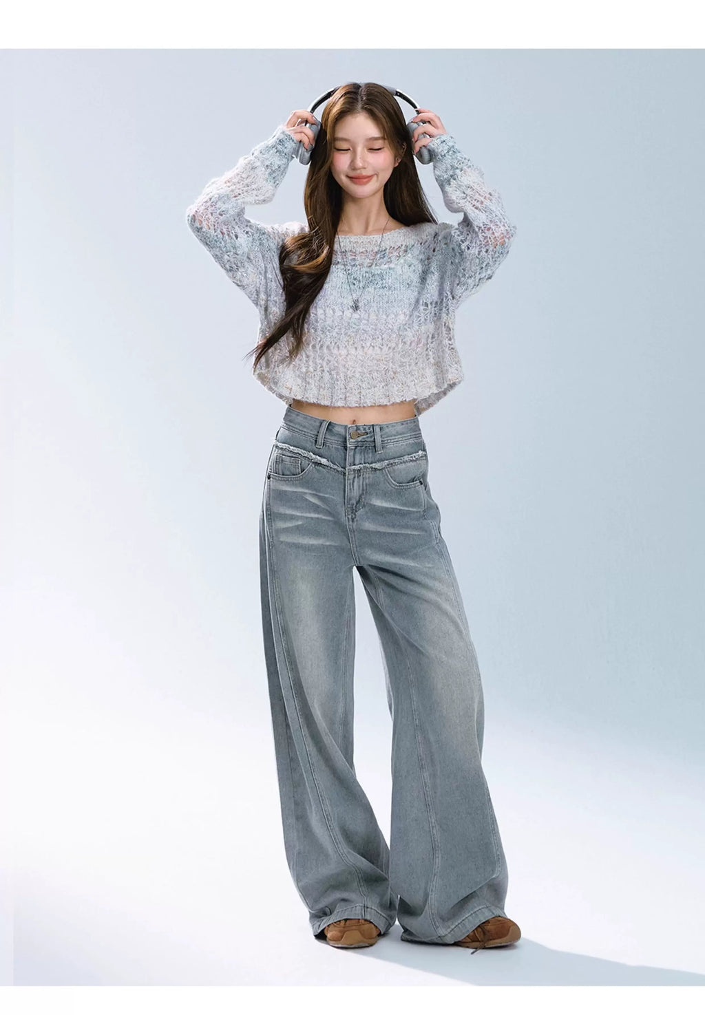 Ablueberry Hollow Short Loose Lazy Casual Sweater