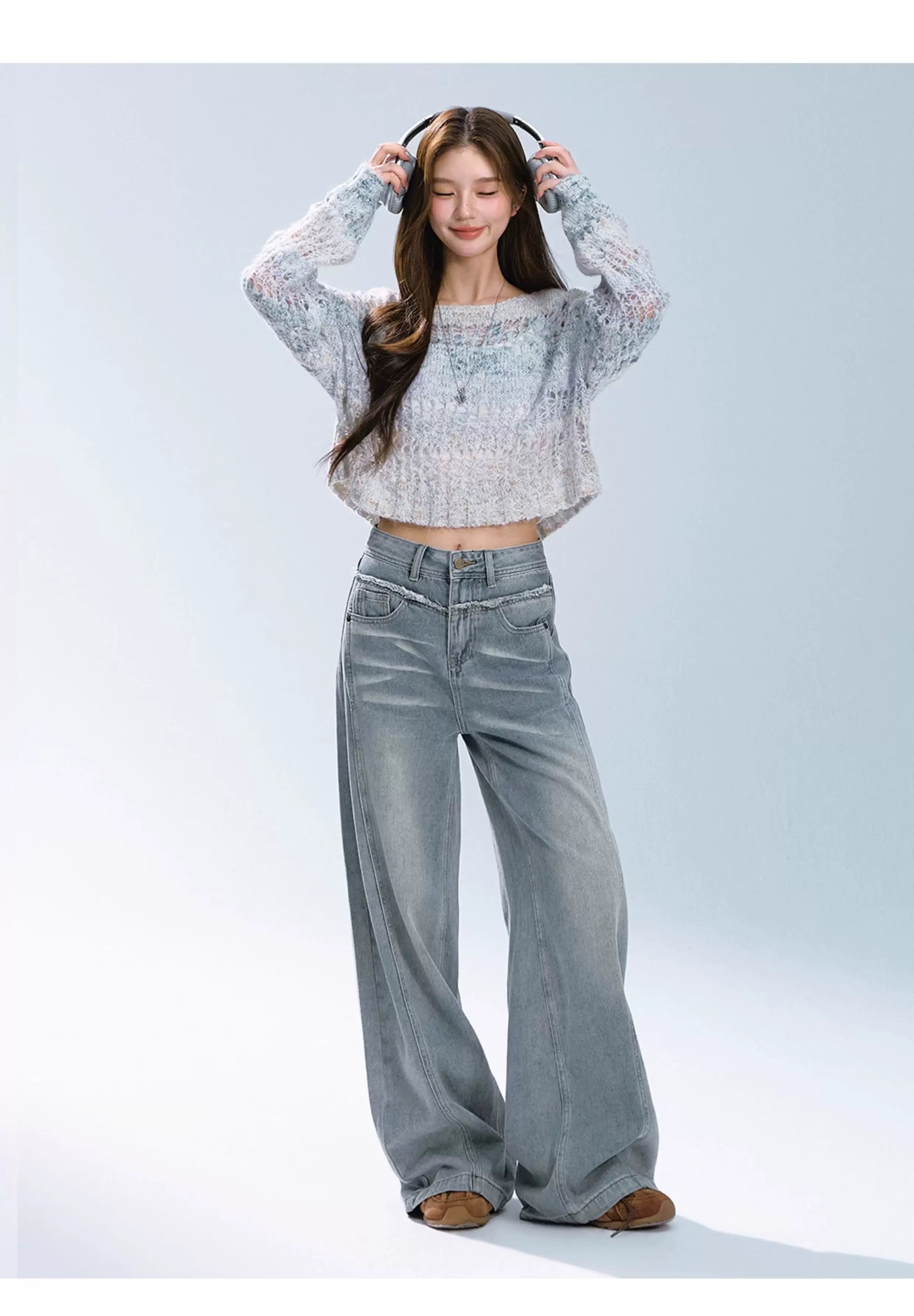 Ablueberry Hollow Short Loose Lazy Casual Sweater