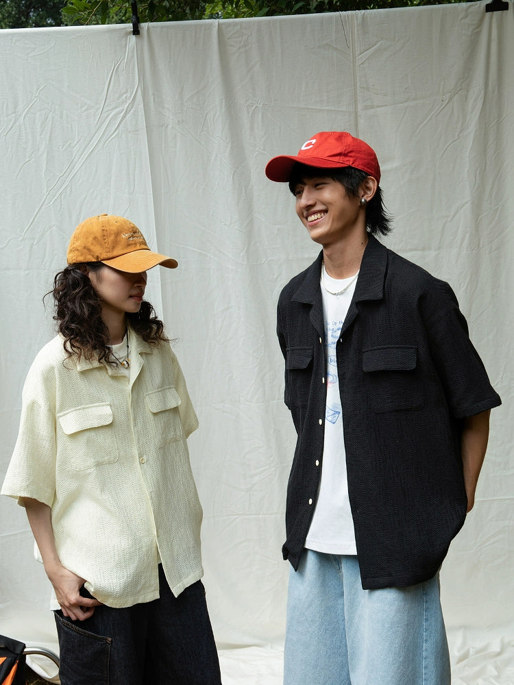 Mentmate Textured Cuban Collar Jacquard Textured Shirt