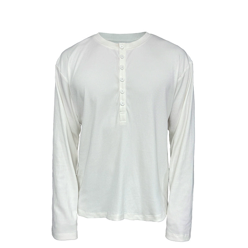 JCAESAR Henry Collar Soft and Comfortable Versatile Long Sleeves