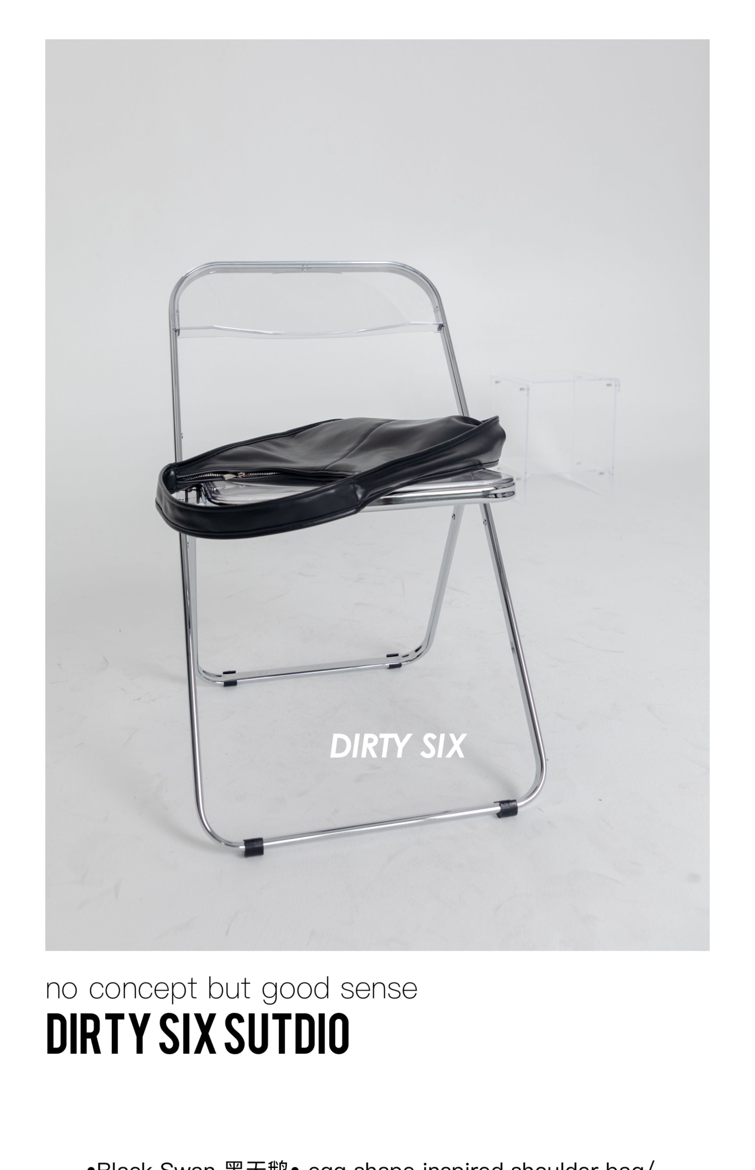 DirtySix Black Swan Minimalist Lines Wide Strap One Shoulder Soft Pitot Bag