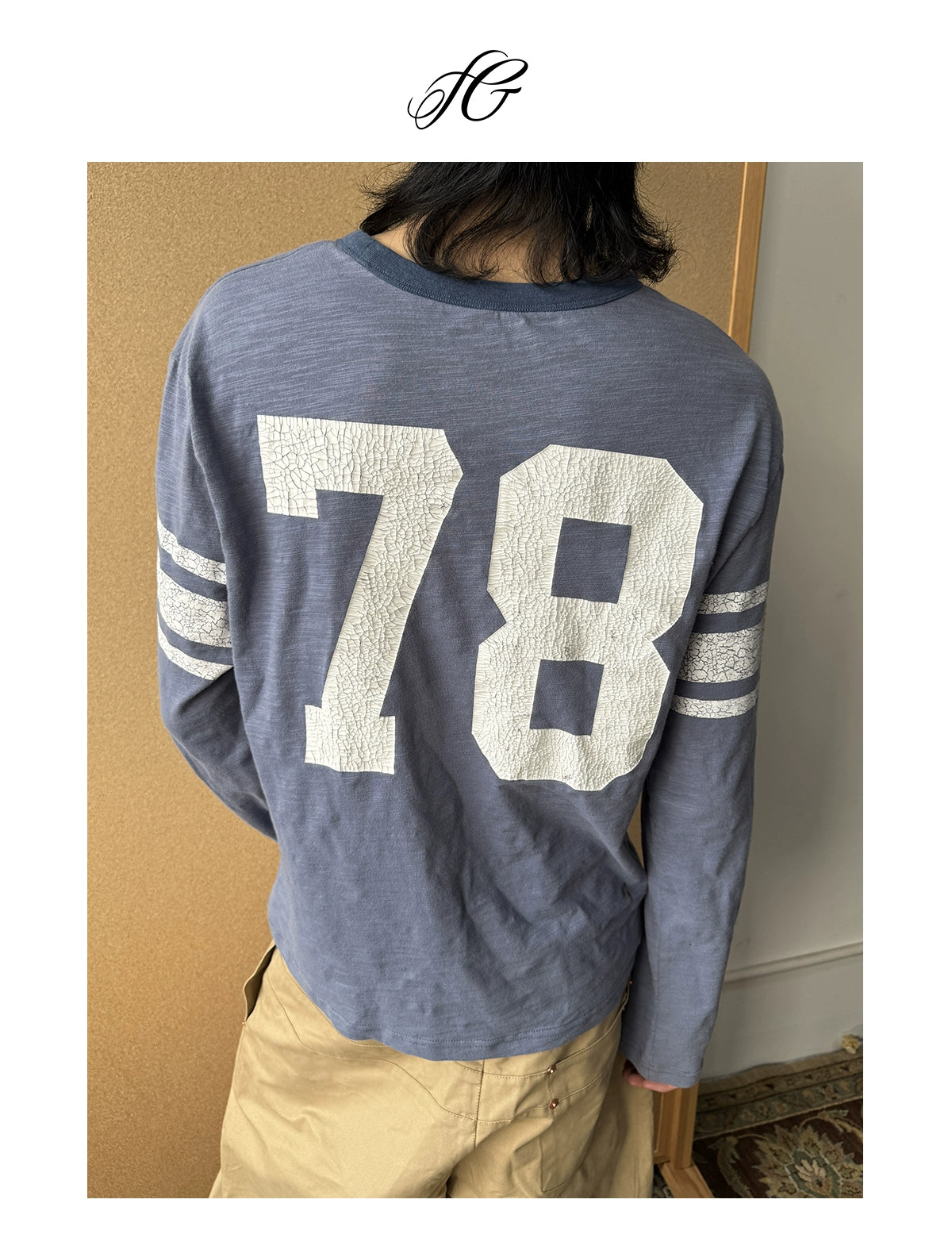 InsGale Vintage Knock Collar Digital Jersey Long Sleeve