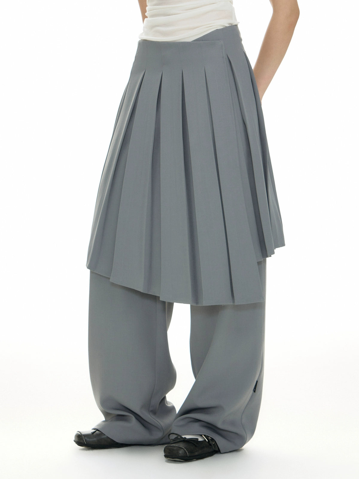 TGNS Stacked Suit Skirt Drape Trousers