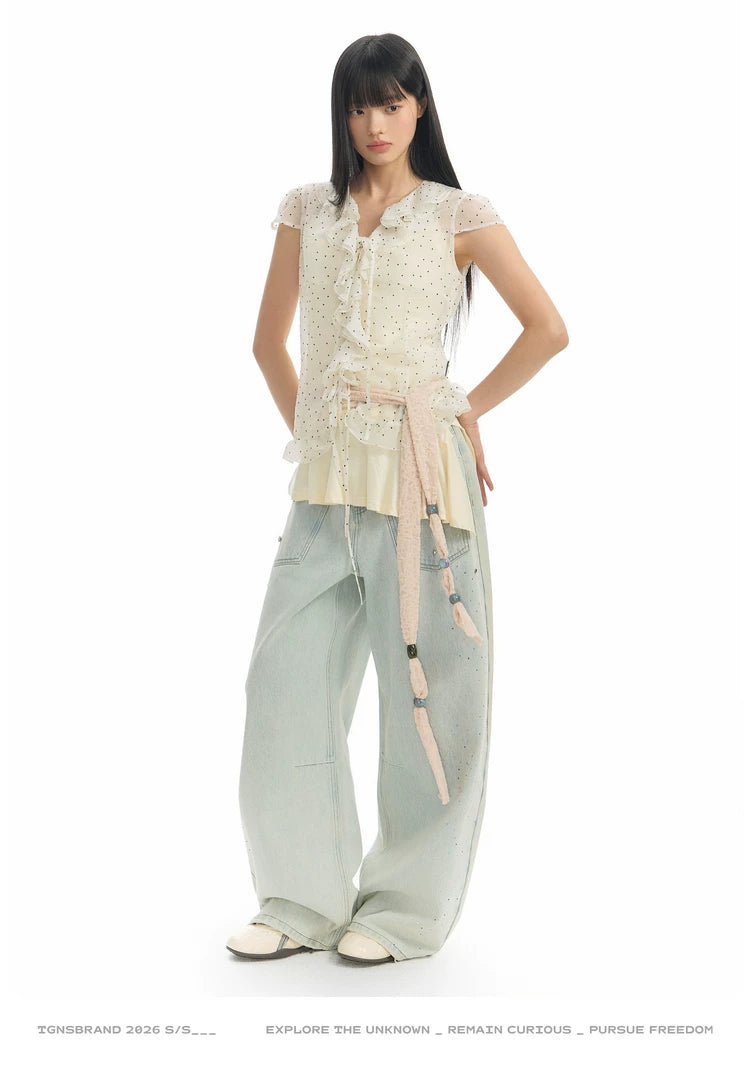 TGNS Ruffle Edge Slim-fitting Shirt