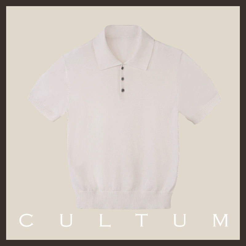 CULTUM  Breathable Knitted Polo Shirt Short Sleeve