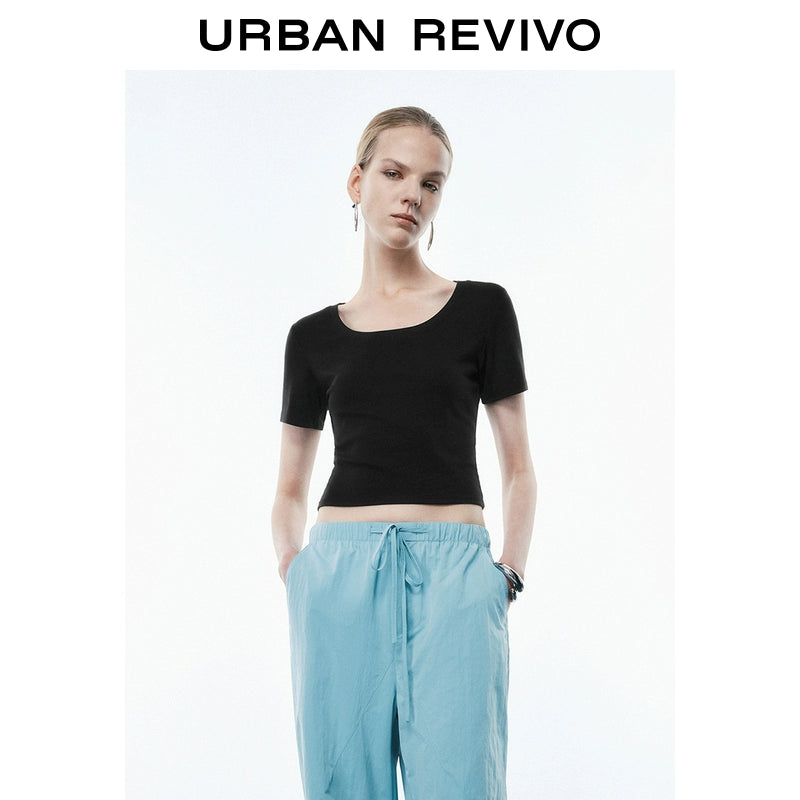 URBAN REVIVO Casual Versatile Slim Skinny Short Sleeve Tee