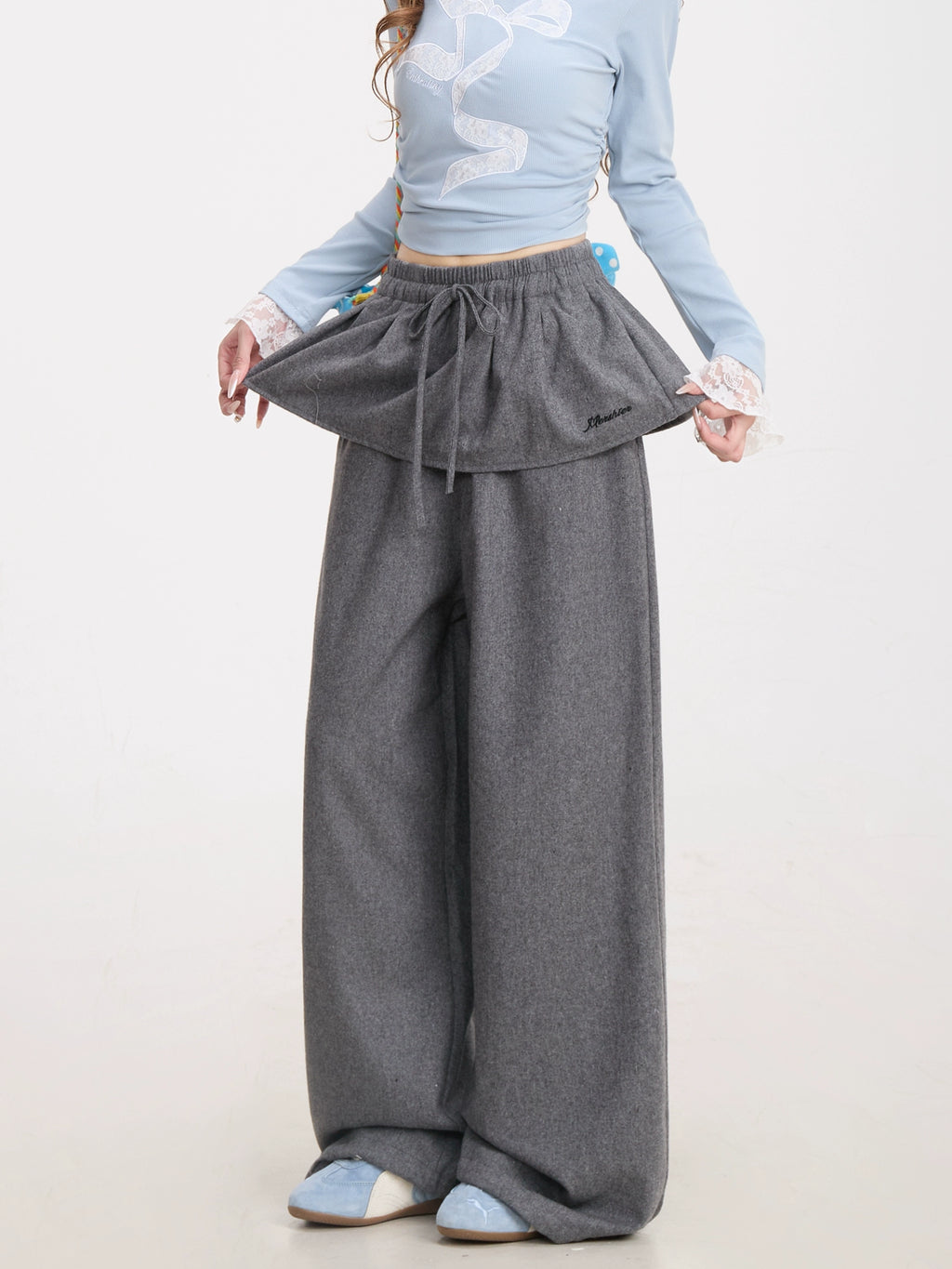 Mershier Fart Curtain Fake Two-Piece Versatile Sweatpants