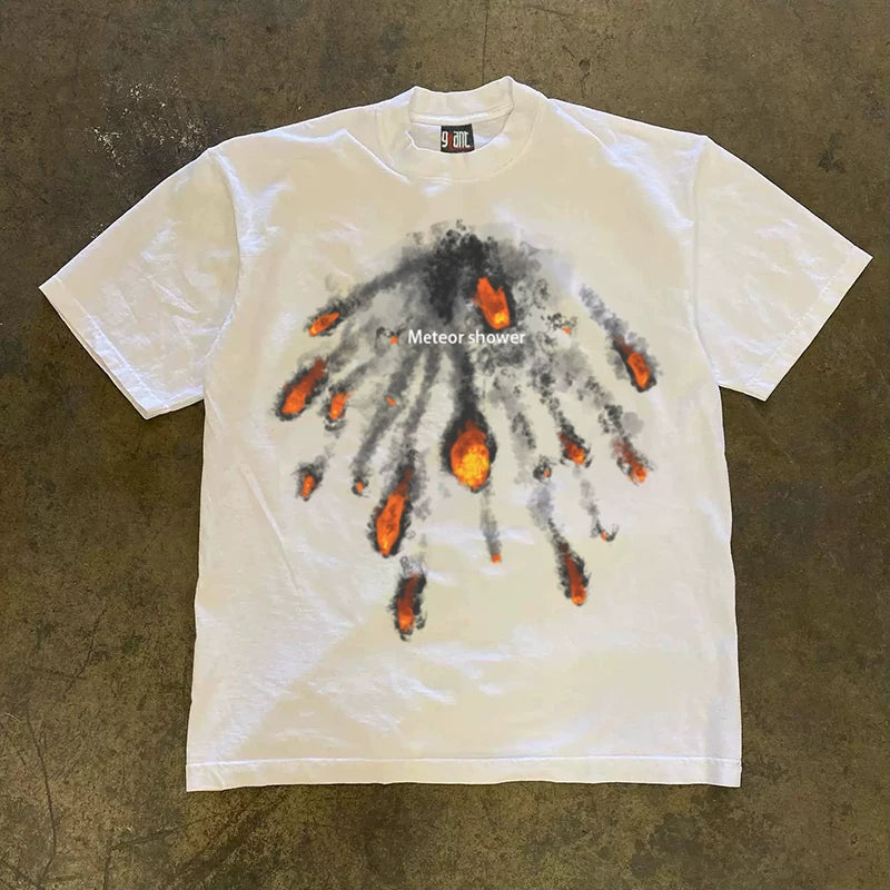 UPUPXIA Simple Printing Oversize Casual Tee