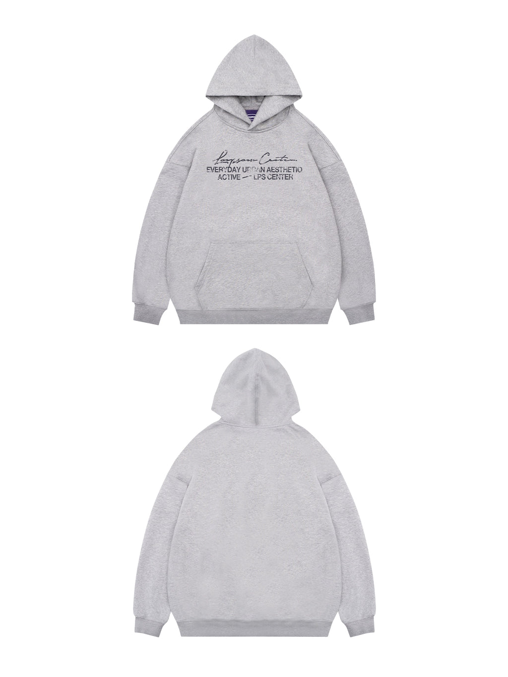 Loopsoon Line Handwritten Mottled Print Hooded Sweater