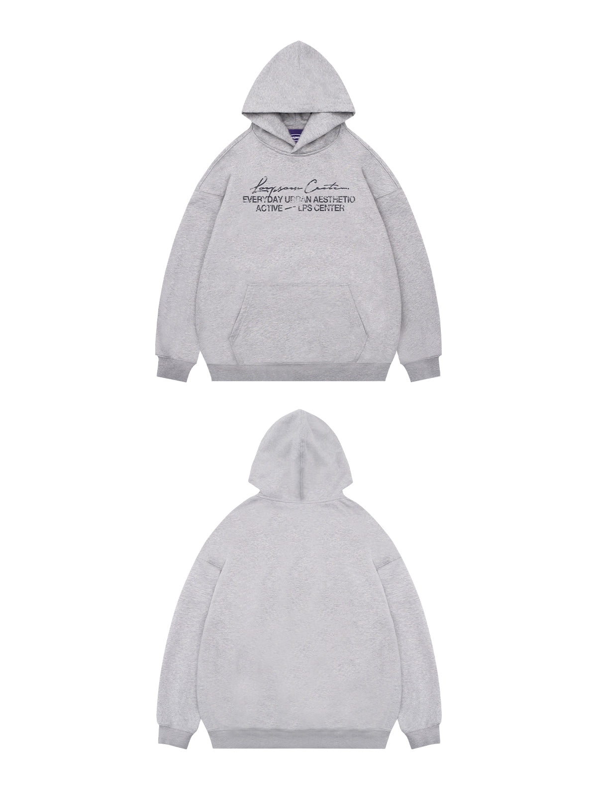Loopsoon Line Handwritten Mottled Print Hooded Sweater